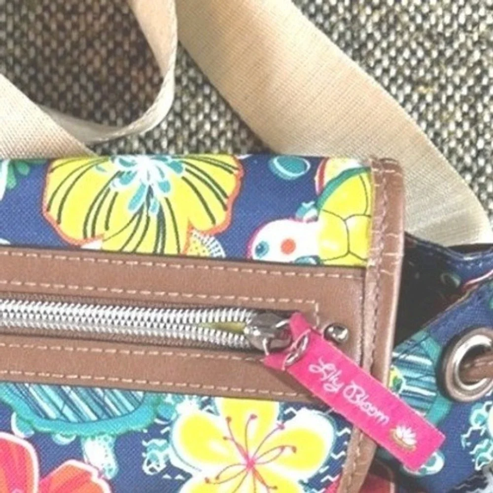 Lily Bloom Green Living Tropical Turtle Floral Backpack Navy‎ Blue Recycled Bag